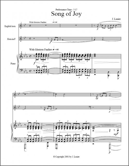 Song of Joy Trio for Eng hrn, Hrn, Pno (Alternate parts available